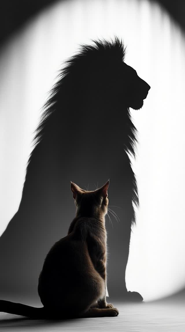 A Ginger Cat Sits With Lion Shadow animal feline domestic cat mammal pets cute video