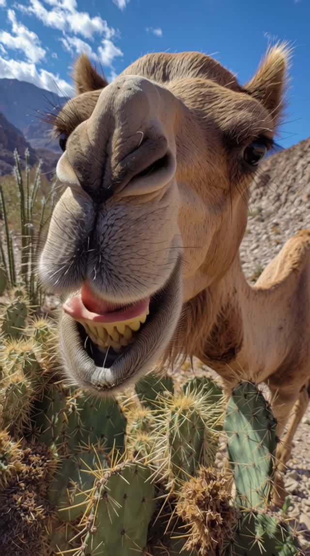 Camels Eat Large Cacti With Thorns Stuck In Them B074 animal nature mammal camel animal head outdoors video