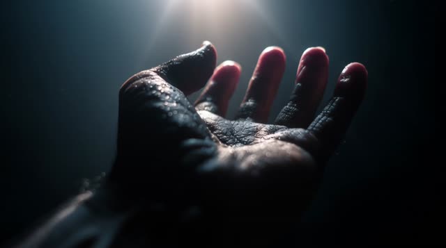 Mano Extendida Luz Dramatica human hand one person dark human finger men close-up video