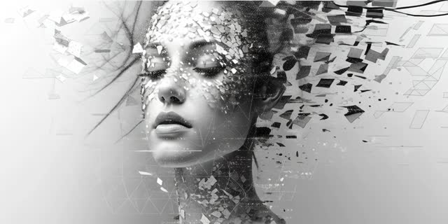 Fractional Macro Pixel Neural Network Art Futuristic Woman adult human face women portrait one person beauty video