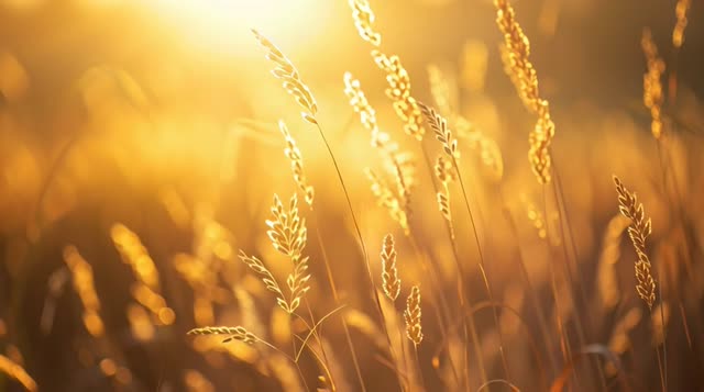 Gentle Golden Hour Light Over Tall Grass Soft Wheat nature sunset plant summer meadow outdoors