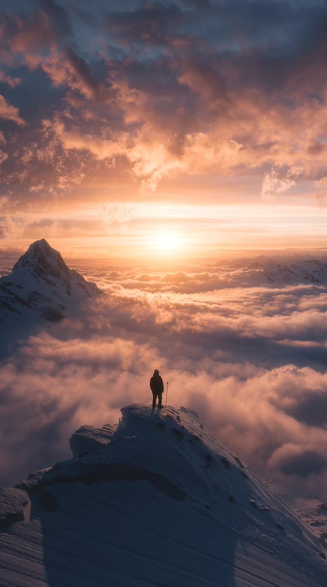 Men On Top Mountain Sunset mountain mountain peak nature outdoors adventure hiking video