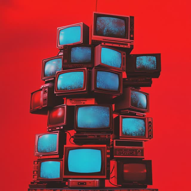 Httpssmjrunwx7Ikipyybs I Want To See A Lot Of Televisions Red Background technology television set broadcasting movie computer monitor old