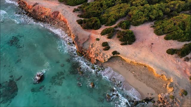 aerial view sand coastline nature  ocean  waves beach video