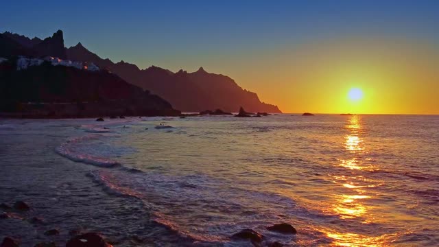sunset water coastline  ocean sunset nature  waves video