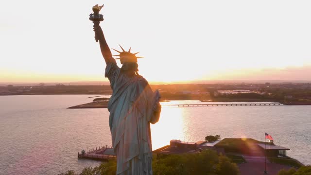 travel destinations Statue Of Liberty  drone statue monument architecture famous place