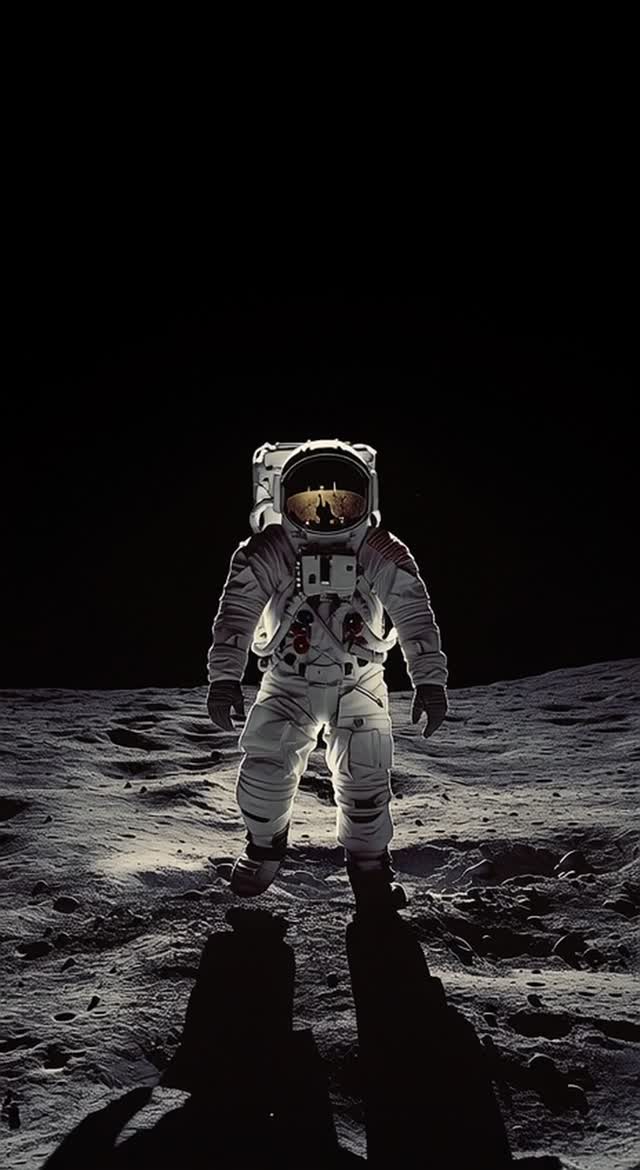 In The Foreground Is An Astronaut Standing On The Moon B567 4E15 A308 men astronaut one person space nature outdoors video