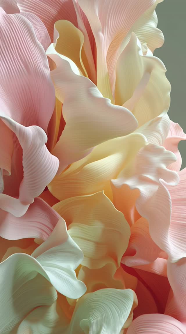 Slow Vertical Unfolding Of Layered Abstract Shape Animated Background close-up backgrounds nature multi colored petal pink color video