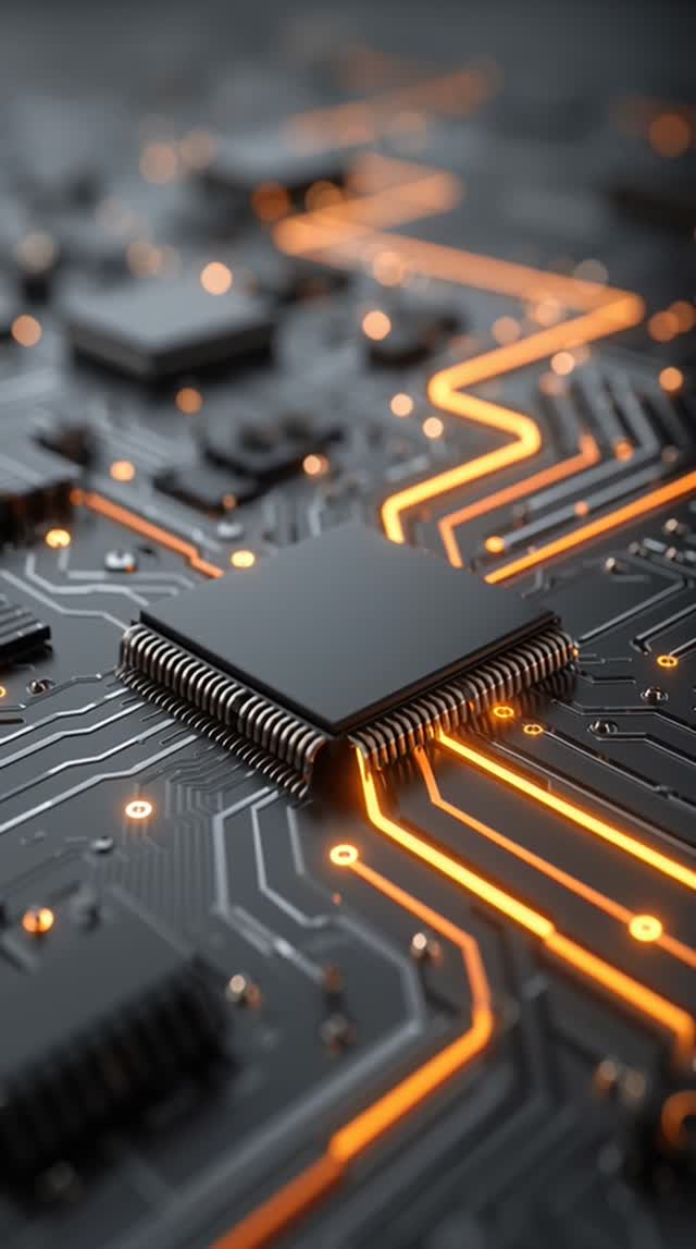 Static Shot Camera Remains Still Electric Circuit Cpu technology semiconductor computer close-up circuit board computer chip video