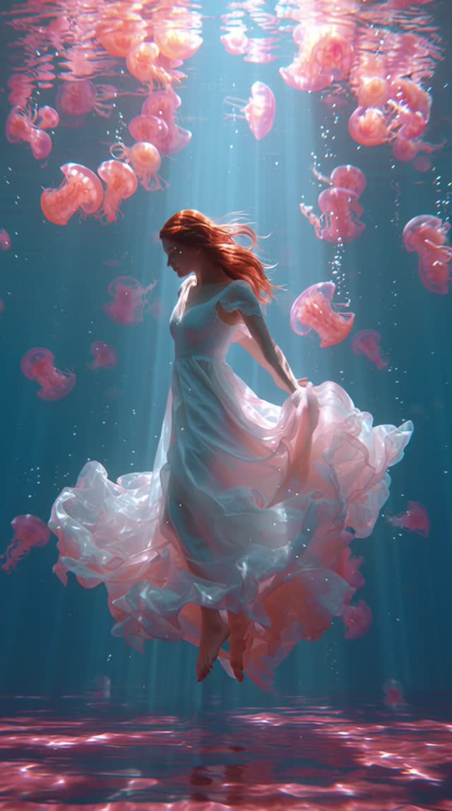 Httpssmjrun8Vzhwii Qx8 The Blond Haired Girl Underwater Ocean women underwater dress animal nature dancing video