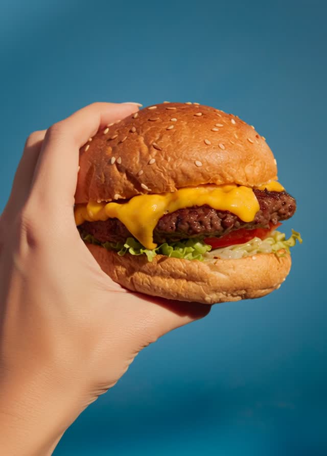 Profession Studio Photography With Food Bright Hamburger hamburger burger beef cheeseburger food meal video
